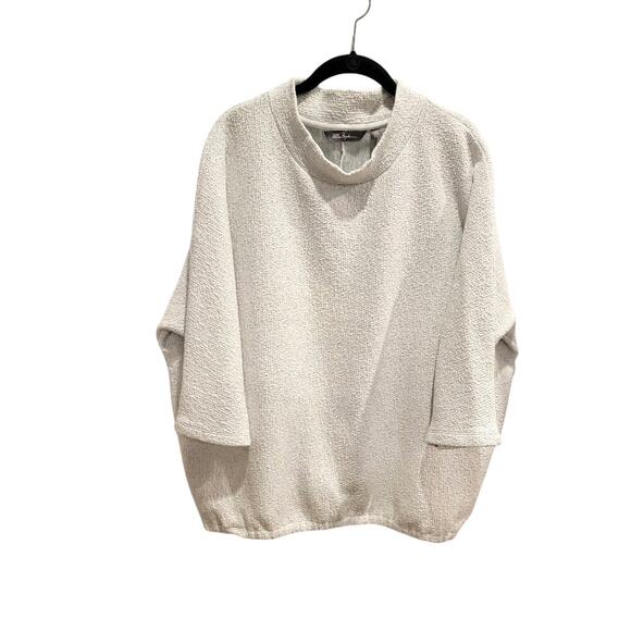 Ulla Popken Lagenlook Tunic Top Sz 3X Women's Mock Collar Midi Sleeve Oversized - Picture 1 of 16